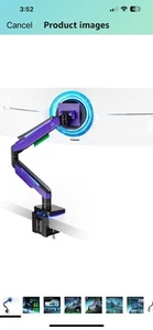 Ares Wing Monitor Mount for 17 to 49 Inch Curved and Ultrawide Purple - Afbeelding 1 van 6