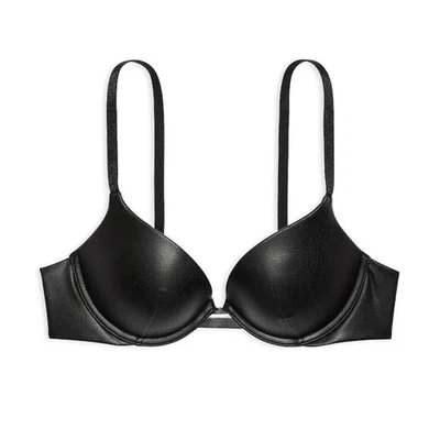 Sujetador push-up Victoria's Secret muy sexy de cuero sintético 32A *negro* ¡NUEVO! Foto 1 de 3