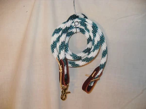 NEW POLY CONTEST REINS, SOFT 6.5 FOOT WATER LOOP ENDS HUNTER GREEN / WHITE - Bild 1 von 1