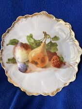 Bavaria, Punch- Z S & Co. Antique. Hand painted 9-inch gilded plate Fruit Motif