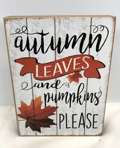 Autumn Leaves Fall Wood Sign Farmhouse Harvest - Picture 1 of 3