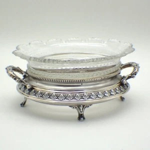 Ornate Serving Bowl Cut Glass Insert 800 Silver Germany - Picture 1 of 5