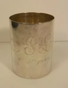 TANE Mexico Mid-Century Sterling Silver Beaker / Tumbler, Monogram, 225.9 grams - Picture 1 of 11