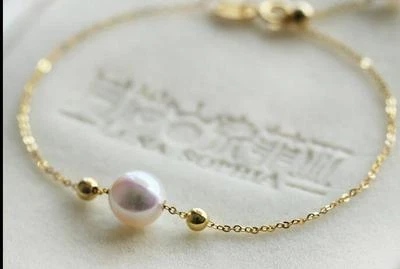 7.5"10mm genuine natural south sea white pearl bracelet - Image 1 of 2