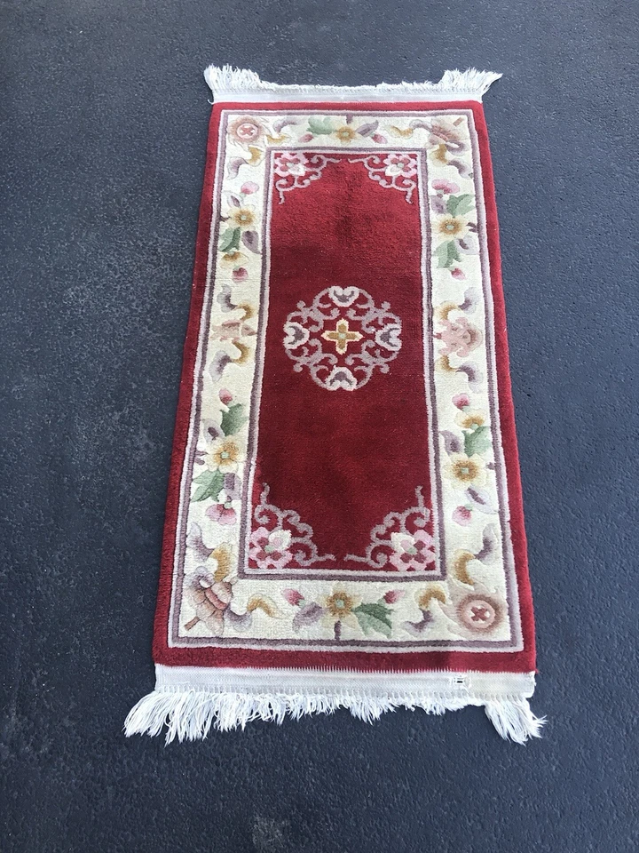 Chinese Art Deco Peking rug 90 line wool hand knotted rug Aubusson 53x24 Red - image 1 of 4