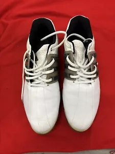 Size 8.5 ADIDAS TOUR360 Golf Shoes White Tan Leather Soft Spike ThinTech Traxion - Picture 1 of 6