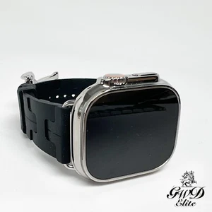 49mm Hermes Apple Watch Ultra 2 Kilim Black Rubber Deployment Custom - Picture 1 of 5