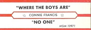 Jukebox Title Strip - Connie Francis: "Where The Boys Are" / "No One" from '61 - Picture 1 of 1