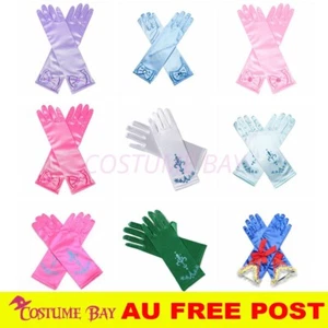 Kids Girls Satin Bow Pearl Gloves Elbow Length Frozon Princess Elsa Costume AU - Picture 1 of 14