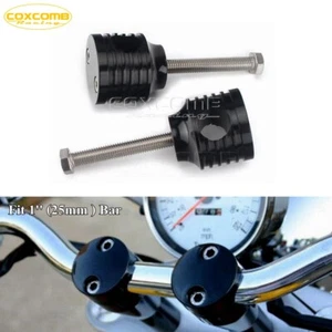 Aluminum Black Shorty Round Handlebar Riser For Harley Suzuki Yamaha 1'' Bar - Picture 1 of 8