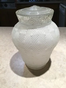 Vintage Frosted Ceiling Glass Globe With Embossed Design - Picture 1 of 11