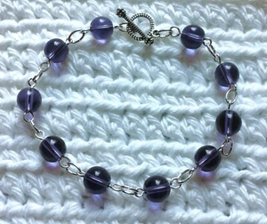 買 OldeCastleArts Simple Violet Purple Handmade Link Bracelet 7-1/2" - Picture 1 of 1