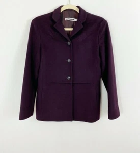 Jil Sander Purple Wool Blend Blazer Jacket Size 36 Button Front Felted Long Slvs - Picture 1 of 5