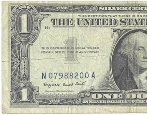 Series 1957 A $1.00 ONE DOLLAR SILVER CERTIFICATE Off Center OBV Over Ink SN - Picture 1 of 6