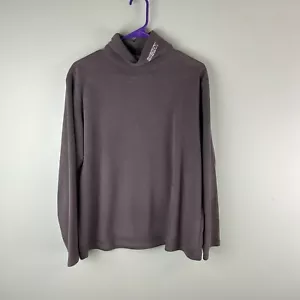 Vintage DKNY Grey Long Sleeve Mock Neck Fleece Shirt Sz Small Casual 90s Logo - Picture 1 of 5