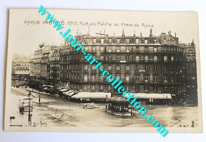 CPA 75 INONDATION PARIS 1910 RUE DU HAVRE & PLACE DE ROME ANCIENNE CARTE POSTALE - Picture 1 of 2