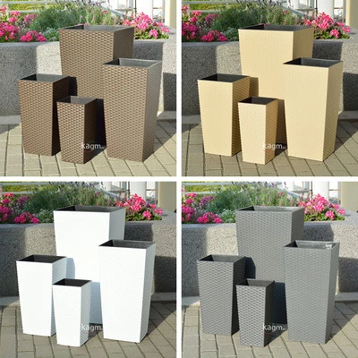 Blumenkübel Blumentopf Pflanzkübel Rattan-Optik Übertopf Pflanzeinsatz 5 Farben - Bild 1 von 3