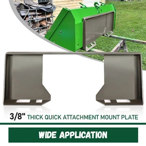 3/8" Thick Steel Quick Tach Cut Out Attachment Mount Plate Skid Steer Adapter - Picture 1 of 17