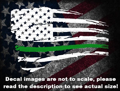 Distressed Flag Thin Green Line Military Window Decal Bumper Sticker US Seller - Image 1 of 4