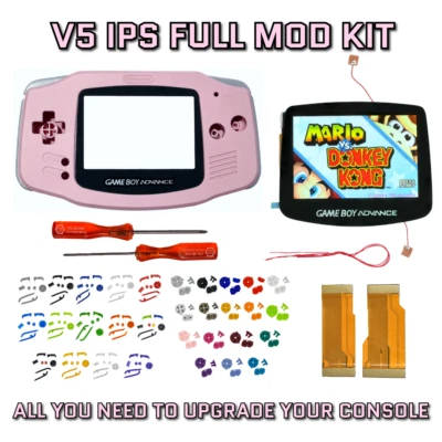 Game Boy Advance GBA V5 IPS LCD Backlit Housing Shell Mod Kit LIGHT PINK - Image 1 of 4