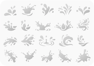 Pochoir plastique transparent 7"x10" - Éclaboussure de vague d'eau (SR187)***** - Photo 1 sur 2