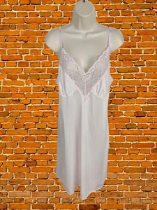 VINTAGE SIZE UK 18 PINK NIGHTDRESS CHEMISE EVENING NIGHT LACE TRIM SLIP WOMENS - Picture 1 of 4