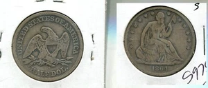 1864 S LIBERTY SEATED SILVER HALF DOLLAR FINE 5975S - Picture 1 of 1