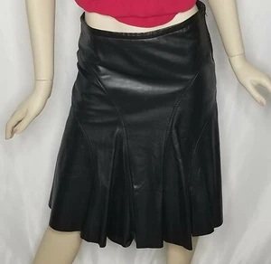 Bcbgmaxazria Black 100% Leather Fitted Trumpet Skirt Size 2 - Picture 1 of 7