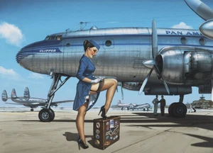 Pan American Airlines Vintage Pin Up Poster - Picture 1 of 1