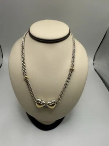 Tiffany&co Sterling Silver 18k yellow gold Double Slide Hearts Rope necklace - Picture 1 of 8