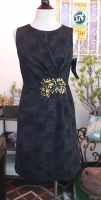 Beth Bowley Black Sheath Dress Gold Studs & Stones NWT $458 2 - Image 1 of 4