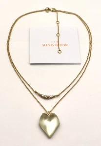ALEXIS BITTAR GOLD PLATED YELLOW LUCITE AND CRYSTAL DOUBLE STRAND NECKLACE - Picture 1 of 7