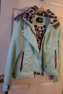 Fox Racing Brand, Womens Mint Green Jacket Faux Fur Lined Size Medium - Picture 1 of 24