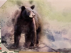 Canvas Wall Art, "he Bears Den" black bear Print, Home Decor, Whitetail Deer - Picture 1 of 1