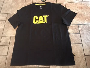 NWT M Caterpillar Cat Work Tractor Equipment Bulldozer T-Shirt Black Yellow Logo - Picture 1 of 2