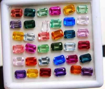 60 Ct Ceylon Multi Color Natural Sapphire Emerald Cut Loose Gemstone 5-6 Pcs Lot - Image 1 of 4