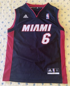 Adidas Miami Heat James 6 Jersey Youth Small 8 Black *used* - Picture 1 of 8