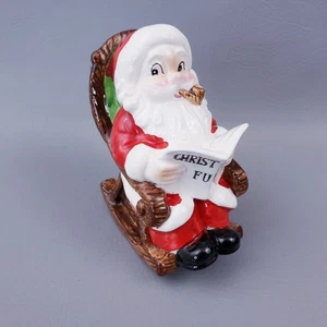 Vintage Lefton Santa Schaukelstuhl Christmas Fund Keramik Coin Bank - Bild 1 von 11