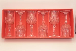 4 CRISTAL D'ARQUES LONGCHAMP 1 1/2oz GLASS STEM 4 1/2"H X 1 3/4" RIM W/BOX (READ - Picture 1 of 2