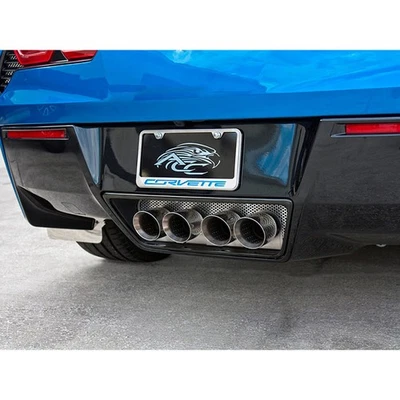 Placa de llenado de escape de acero inoxidable perforada para Corvette Z51 14-19 se adapta a escape OE Foto 1 de 4