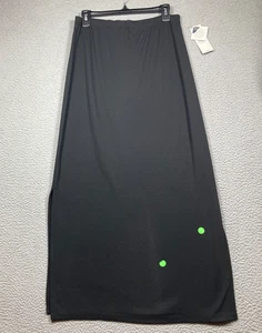 Karen Scott Maxi Skirt Womens Med Black Straight Stretch Side Slits Minimalist - Picture 1 of 13