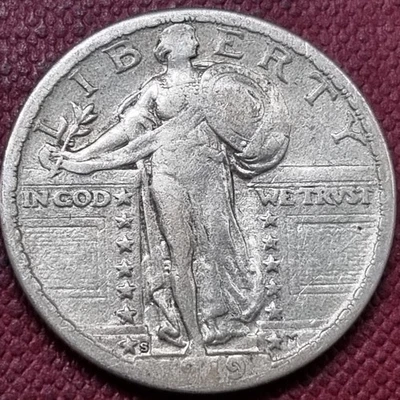 1919 S Standing Liberty Quarter 25c San Francisco Higher Grade VF - XF #96713 - Image 1 of 2