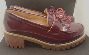 Mocassini donna pelle bordeaux taglia 8,5 nappe e fiocchi ballerine usati - Foto 1 di 9