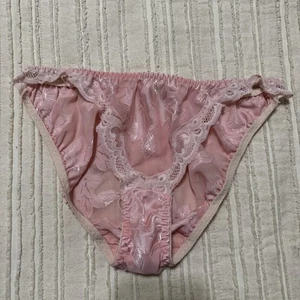 Vintage Victoria’s Secret High Cut Satin Pink Lace Trim Panties Size M - Picture 1 of 6