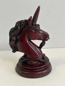 Unicorn Statue Head Red Resin Figure 4 3/4” Tall Heavy 8 Oz. - Picture 1 of 7