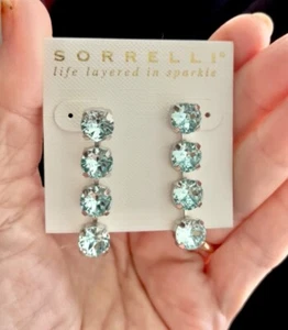1.5” Long (Simulated) Aquamarine Collection Crystals Earrings By Sorrelli - Picture 1 of 3