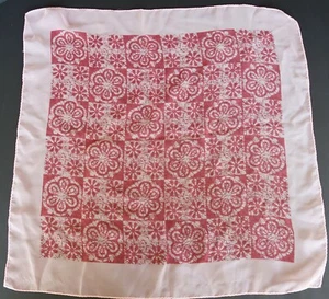 Vtg square ladies scarf with two tone pink stamped flower pattern design - Picture 1 of 7