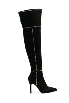 Botas stiletto femininas Jessica Simpson Lunia pretas acima do joelho salto alto - Imagem 1 de 4