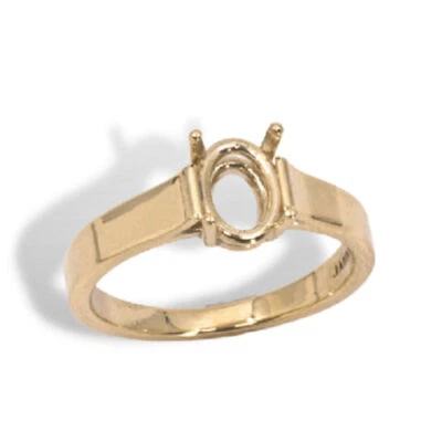 Sterling (8x6mm - 20x15mm) Oval Cathedral Wide Band Pre-notched Ring Mounting - Image 1 of 3