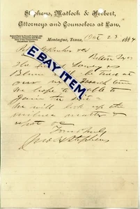 1884 Montague Texas JOHN HALL STEPHENS Matlock HERBERT Attorney State Senator - Picture 1 of 1